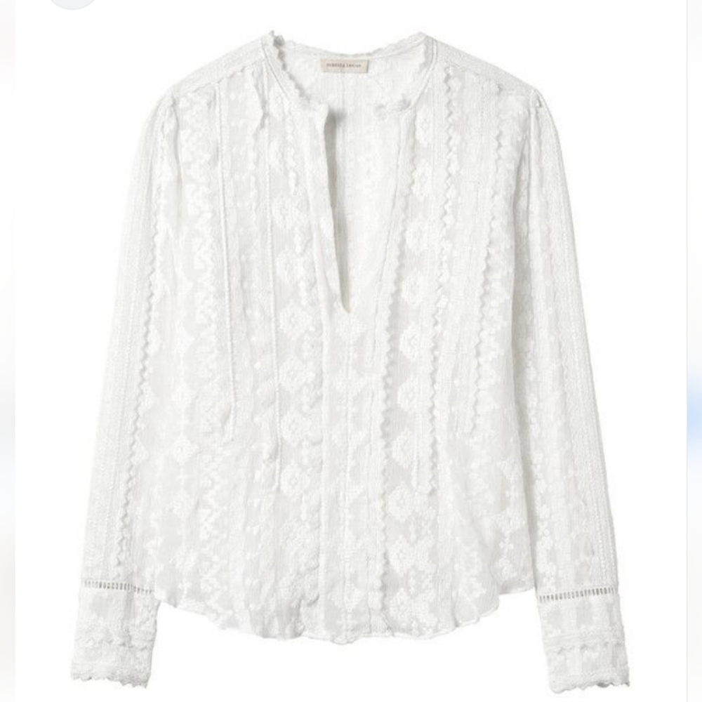 Rebecca Taylor Silk Chiffon Embroidered Top Size 6